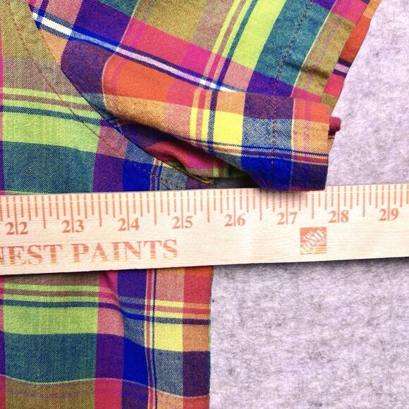 Carolina Colours Women’s 22W 3X Plaid Button Up Shirt Multi-Color Short Sleeve - Picture 8 of 15